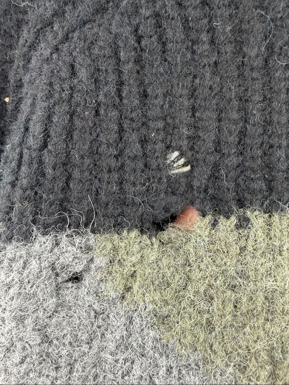 AllSaints Sur Crew Distressed Alpaca Wool Sweater Green Black XXL NWOT - Picture 5 of 11